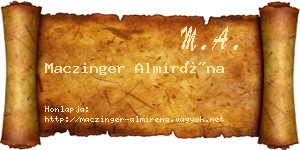 Maczinger Almiréna névjegykártya